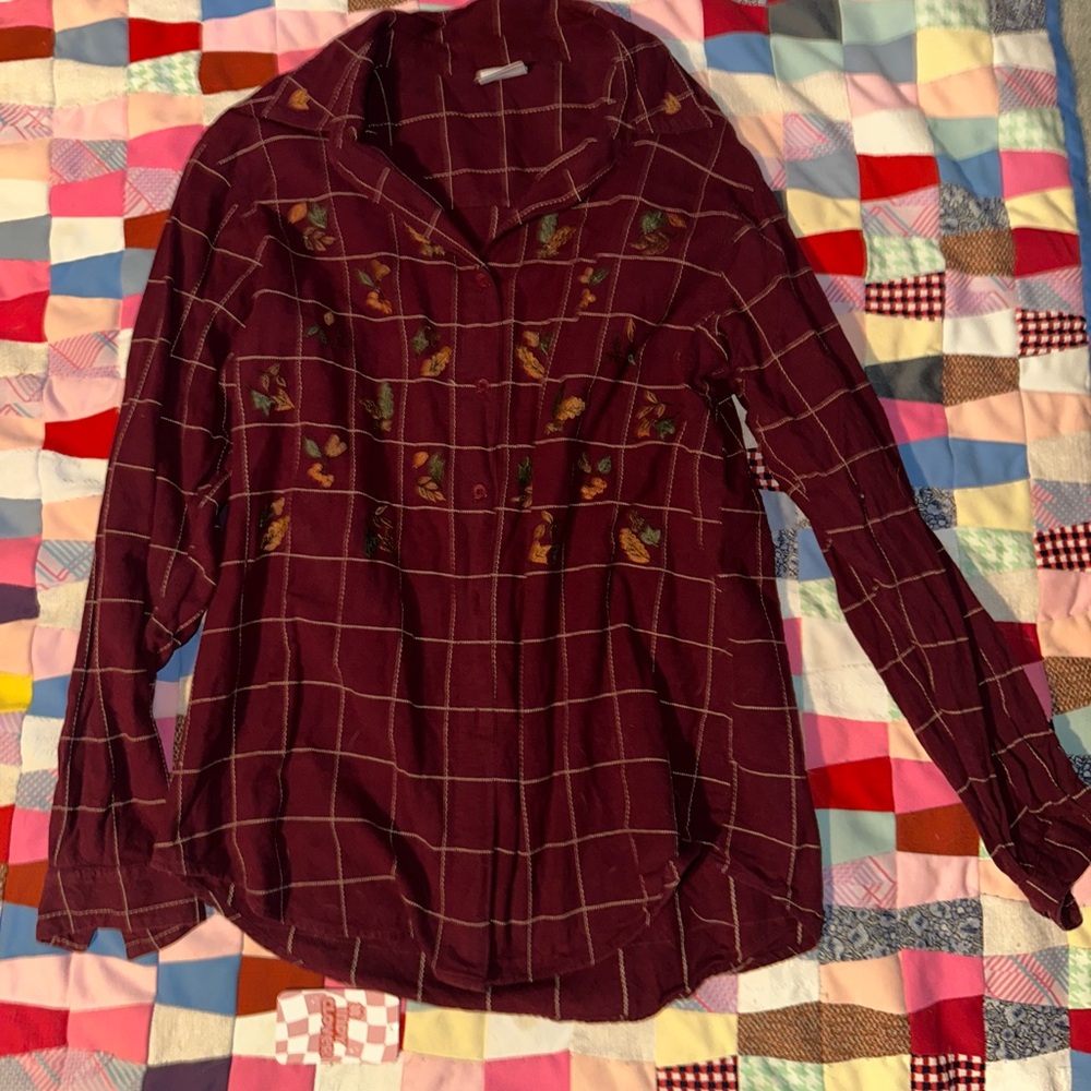 Bobbie Brooks Maroon Checkered Top